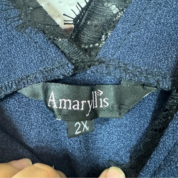 Amaryllis Dress lace detail dark navy half sleeve size 2X midi dress - Picture 7 of 8